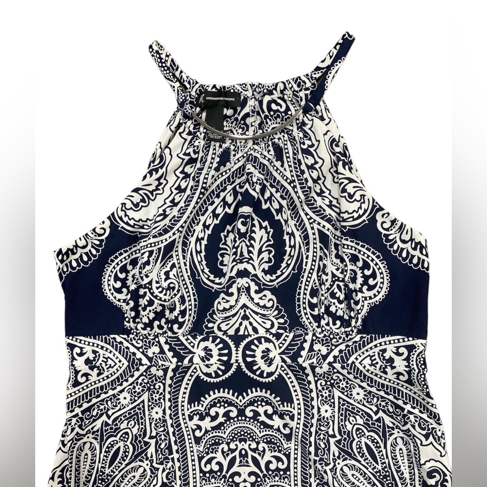 INC International Concepts Navy & White Maxi Dress Size Large